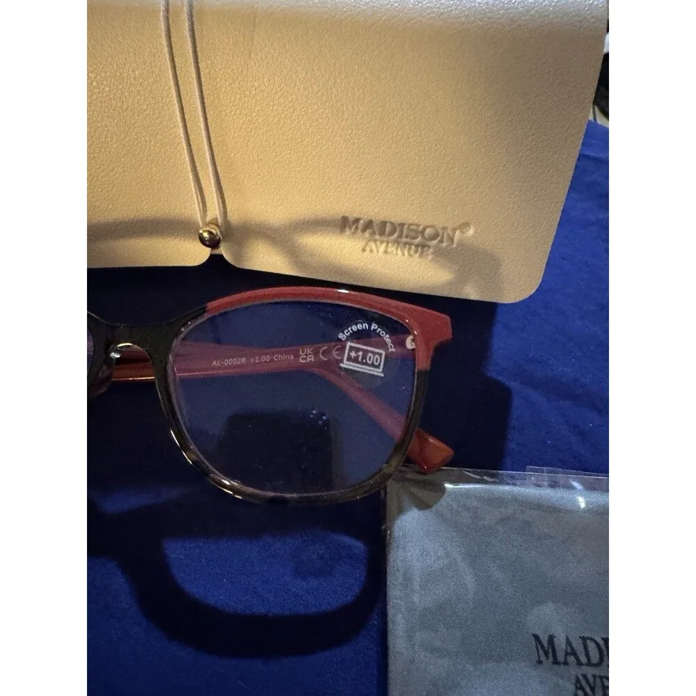 Madison Avenue Square Tortoise Shell +1.0 Reading Glasses New In Box